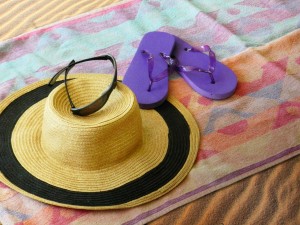 Sunglasses, Hat, and Flip Flops