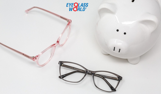 2 pairs of glasses and piggy bank